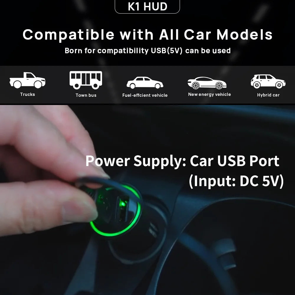 K1 Car Speedometer Head-Up-Display (HUD) Plug-in Play - Car Accessories