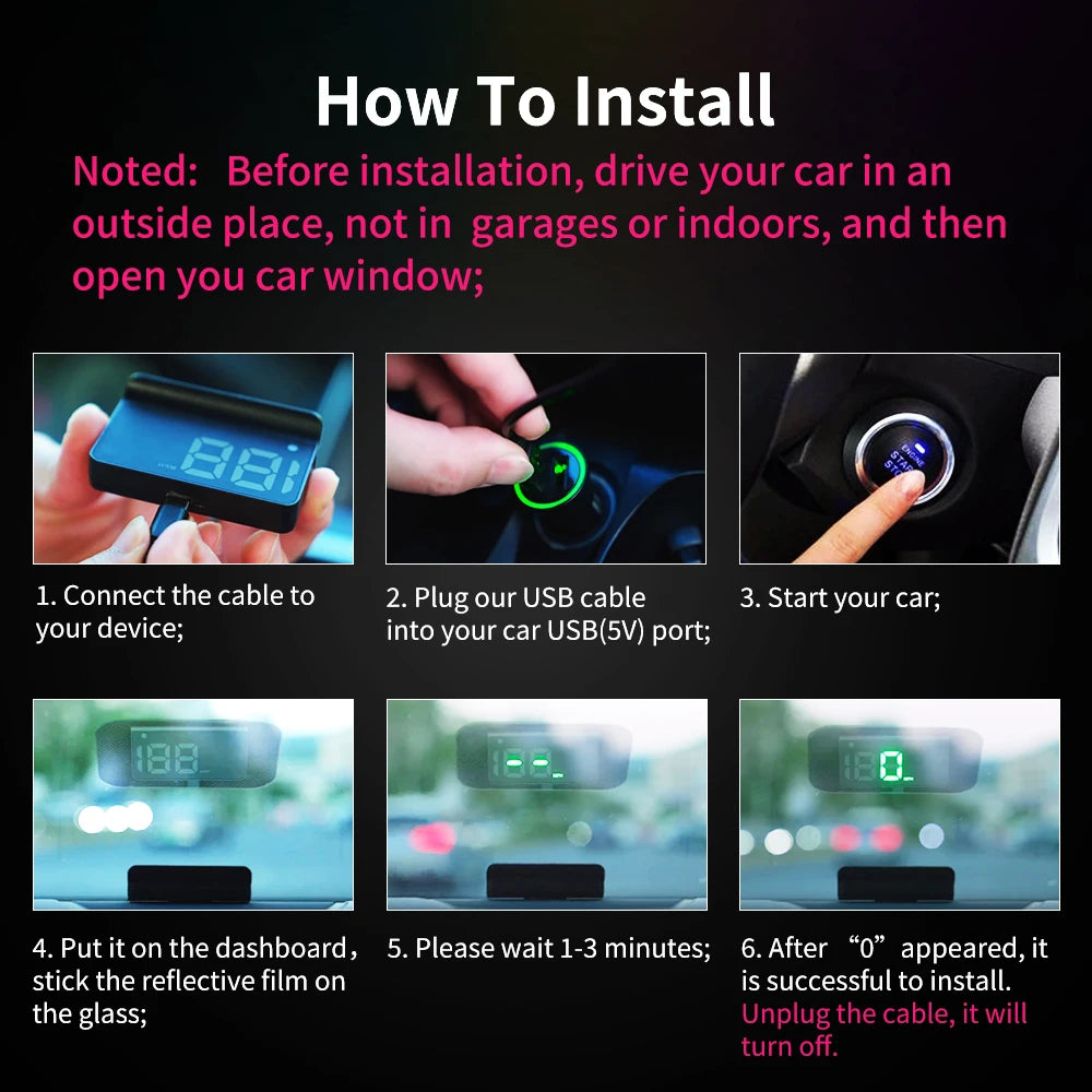 K1 Car Speedometer Head-Up-Display (HUD) Plug-in Play - Car Accessories