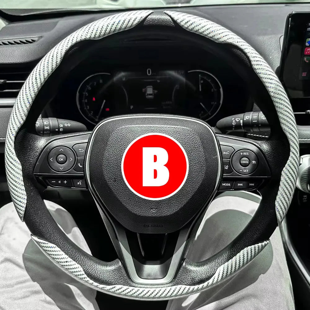 3PC Car Steering Wheel Cover - 38cm Carbon Fiber - Auto Accessories