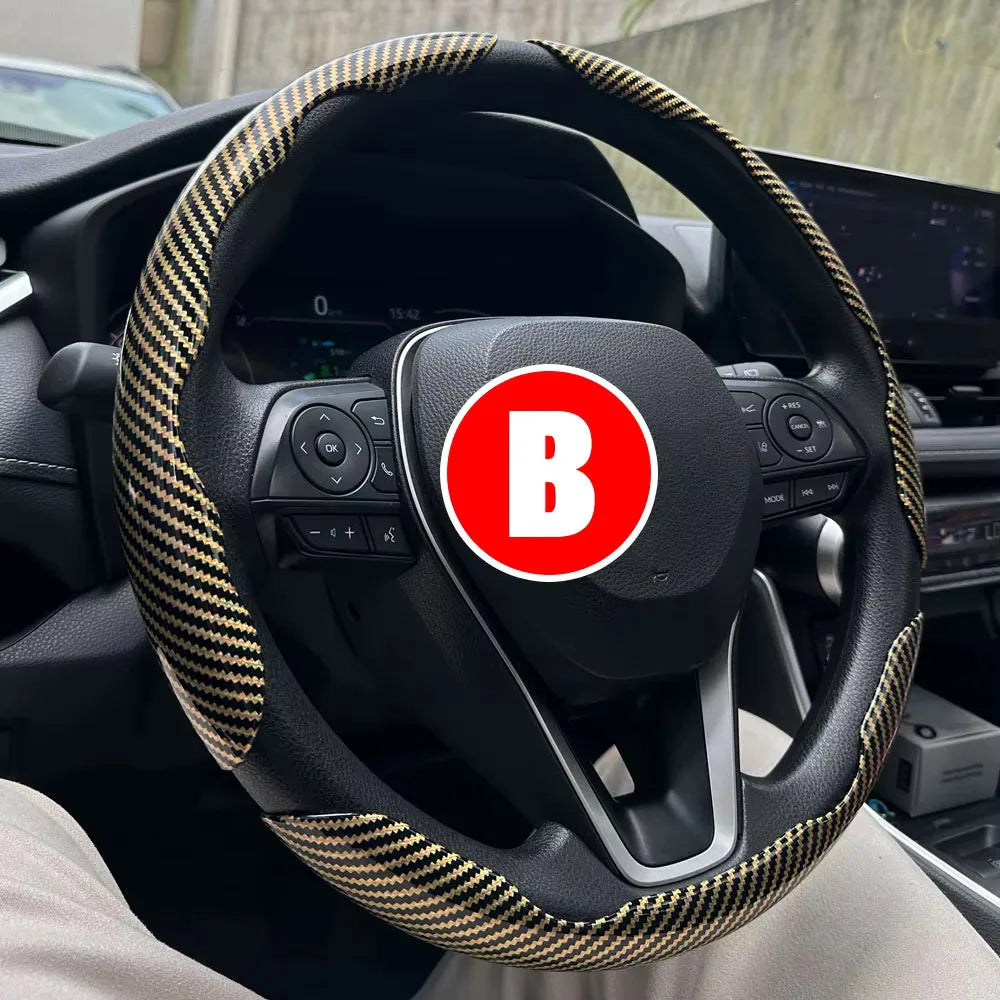 3PC Car Steering Wheel Cover - 38cm Carbon Fiber - Auto Accessories